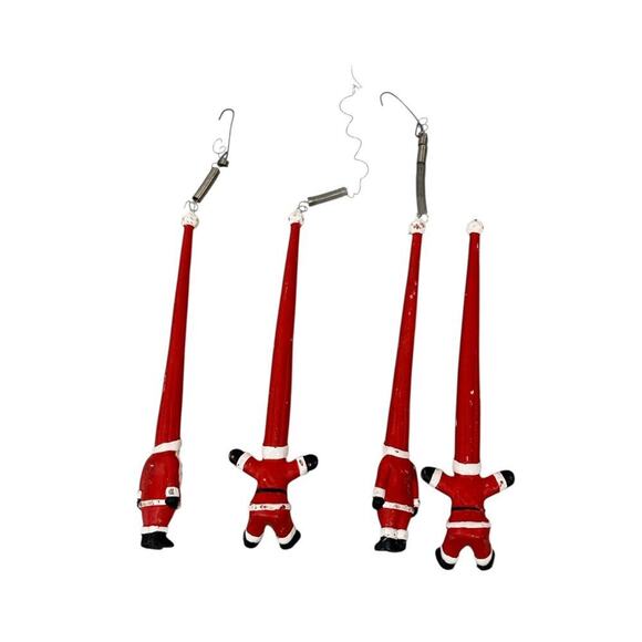 Set of 4 Vintage Bungee Jumping Santa Ornaments Novelty READ - Picture 5 of 6